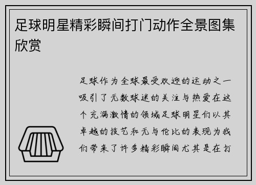 足球明星精彩瞬间打门动作全景图集欣赏
